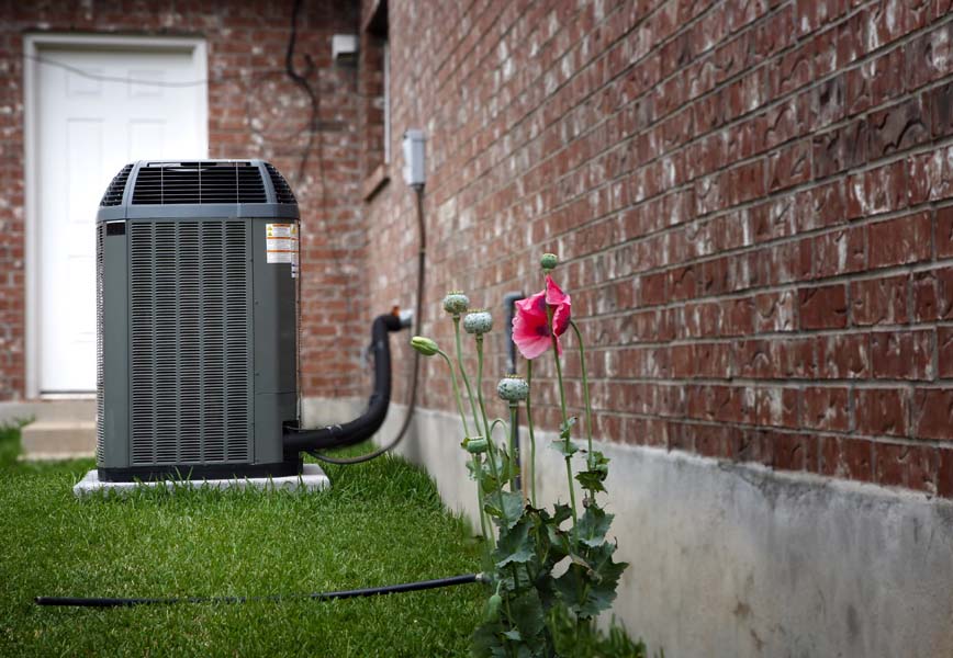 High efficiency modern AC-heater unit, energy save solution on backyard.