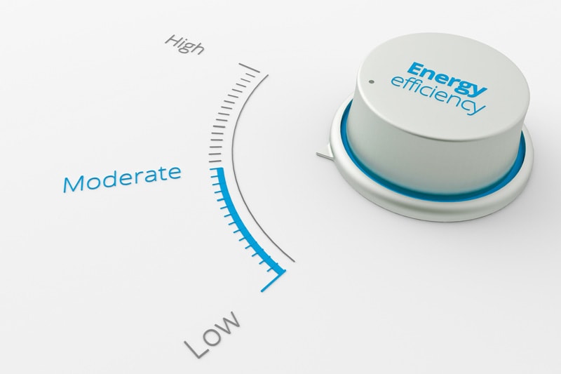 SEER2 energy-efficiency knob set to moderate for residential HVAC installation in La Porte.